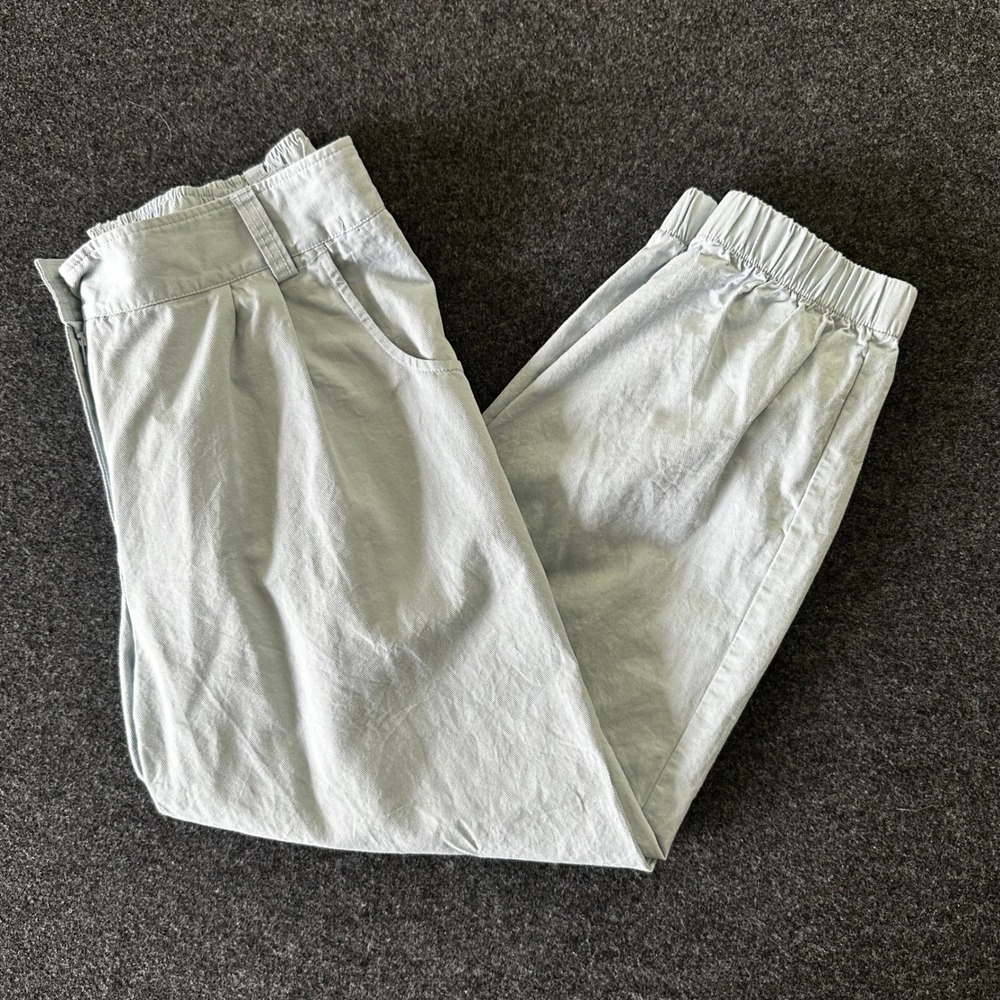 Halara Light Blue Cotton High Waisted Jogger‎ Pants Pleated Front Womens Size M